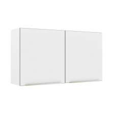 Armário Aéreo Madesa Lux 120 cm 2 Portas - Branco/Branco Veludo