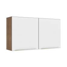 Armário Aéreo Madesa Lux 120 cm 2 Portas - Rustic/Branco Veludo
