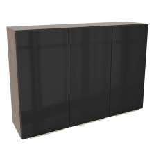 Armário Aéreo Madesa Lux 120 cm 3 Portas - Rustic/Preto