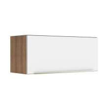 Armário Aéreo Madesa Lux 80 cm 1 Porta Basculante - Rustic/Branco Veludo