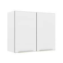 Armário Aéreo Madesa Lux 80 cm 2 Portas - Branco/Branco Veludo