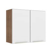 Armário Aéreo Madesa Lux 80 cm 2 Portas - Rustic/Branco Veludo