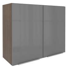 Armário Aéreo Madesa Lux 80 cm 2 Portas - Rustic/Cinza