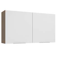 Armário Aéreo Madesa Stella 120 cm 2 Portas - Rustic/Branco