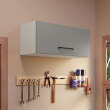 Armário Aéreo Multiuso 80cm 1 Porta Basculante Branco/Cinza Agata Madesa