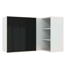 Armário Aéreo de Canto com Adega Acoplada Madesa Lux 1 Porta - Branco/Preto