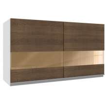 Armário De Cozinha Aéreo 100% MDF 120 cm 2 Portas Vidro Reflex Branco/Rustic Acordes Madesa