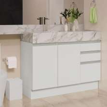 Armário Gabinete para Banheiro 120cm 2 Portas 3 Gavetas Branco Madesa
