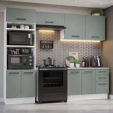 Armário de  Cozinha Completa 270cm Branco/Cinza Agata Madesa 07