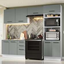 Armário de  Cozinha Completa 270cm Branco/Cinza Agata Madesa 08