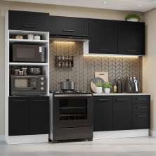 Armário de  Cozinha Completa 270cm Branco/Preto Agata Madesa 07