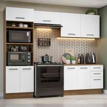 Armário de  Cozinha Completa 270cm Rustic/Branco Agata Madesa 07