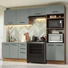Armário de  Cozinha Completa 270cm Rustic/Cinza Agata Madesa 08