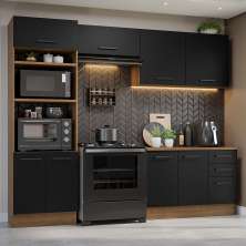 Armário de  Cozinha Completa 270cm Rustic/Preto Agata Madesa 07