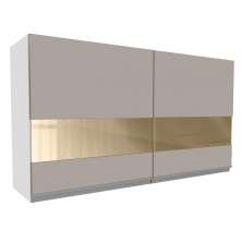 Armário de Cozinha Aéreo 120 cm 2 Portas com Vidro Branco/Crema Glamy Madesa