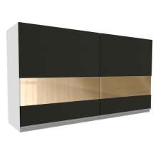 Armário de Cozinha Aéreo 120 cm 2 Portas com Vidro Branco/Preto Glamy Madesa