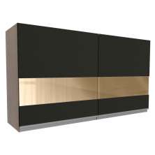 Armário de Cozinha Aéreo 120 cm 2 Portas com Vidro Rustic/Preto Glamy Madesa