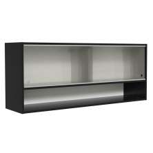 Armário de Cozinha Aéreo 120cm 2 Portas Correr Vidro Pontilhado 1 Nicho Preto Reims Madesa