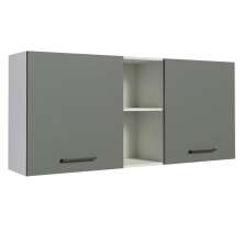 Armário de Cozinha Aéreo 150 cm 2 Portas e 2 Nichos Branco/Cinza Agata Madesa
