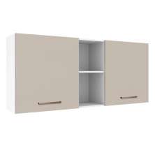 Armário de Cozinha Aéreo 150 cm 2 Portas e 2 Nichos Branco/Crema Agata Madesa