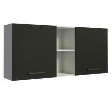 Armário de Cozinha Aéreo 150 cm 2 Portas e 2 Nichos Branco/Preto Agata Madesa