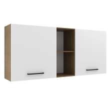 Armário de Cozinha Aéreo 150 cm 2 Portas e 2 Nichos Rustic/Branco Agata Madesa