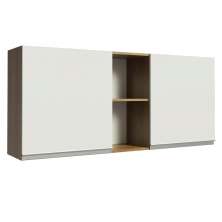 Armário de Cozinha Aéreo 150 cm 2 Portas e 2 Nichos Rustic/Branco Glamy Madesa