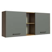 Armário de Cozinha Aéreo 150 cm 2 Portas e 2 Nichos Rustic/Cinza Agata Madesa