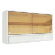 Armário de Cozinha Aéreo 2 Portas de Correr de Vidro Reflex e 1 Nicho Branco Glamy Madesa
