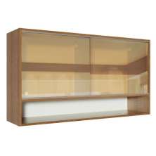 Armário de Cozinha Aéreo 2 Portas de Correr de Vidro Reflex e 1 Nicho Rustic Glamy Madesa