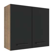 Armário de Cozinha Aéreo 70 cm 2 Portas Rustic/Preto Agata Madesa