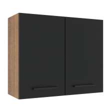 Armário de Cozinha Aéreo 80 cm 2 Portas Rustic/Preto Agata Madesa