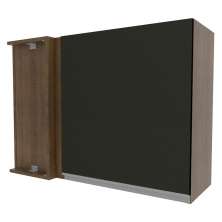 Armário de Cozinha Aéreo de Canto 1 Porta Rustic/Preto Glamy Madesa