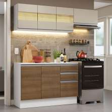 Armário de Cozinha Compacta 100% MDF 180cm Branco/Rustic/Crema Smart Madesa 03