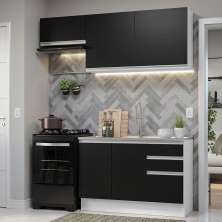 Armário de Cozinha Compacta 180cm Branco/Preto Glamy Madesa 09