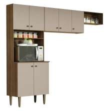 Armário de Cozinha Compacta Quiosque 235cm Rustic/Crema Gourmet Madesa XA