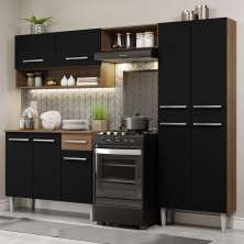 Armário de Cozinha Compacta Rustic/Preto Emilly Pop Madesa XA
