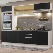 Armário de Cozinha Completa 100% MDF 270cm Branco/Preto Acordes Madesa 07