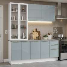Armário de Cozinha Completa 190cm Branco/Cinza Lux Madesa 02