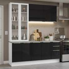 Armário de Cozinha Completa 190cm Branco/Preto Lux Madesa 02