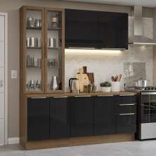 Armário de Cozinha Completa 190cm Rustic/Preto Lux Madesa 02
