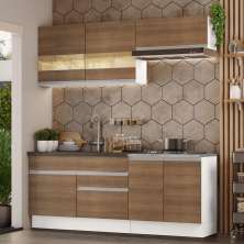 Armário de Cozinha Completa 200cm Branco/Rustic Glamy Madesa 07