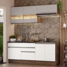 Armário de Cozinha Completa 200cm Rustic/Branco/Crema Glamy Madesa 07