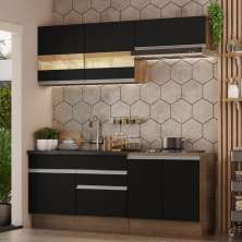 Armário de Cozinha Completa 200cm Rustic/Preto Glamy Madesa 07