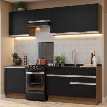 Armário de Cozinha Completa 240cm Rustic/Preto Glamy Madesa 08