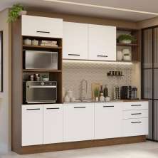 Armário de Cozinha Completa 250cm Rustic/Branco Agata Madesa 01