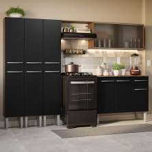 Armário de Cozinha Completa 261cm Rustic/Preto Emilly Madesa 03