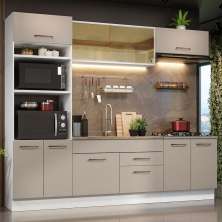 Armário de Cozinha Completa 270cm Branco/Crema Agata Madesa 03