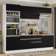 Armário de Cozinha Completa 270cm Branco/Preto Glamy Madesa 13