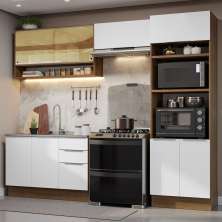 Armário de Cozinha Completa 270cm Rustic/Branco Stella Madesa 07
